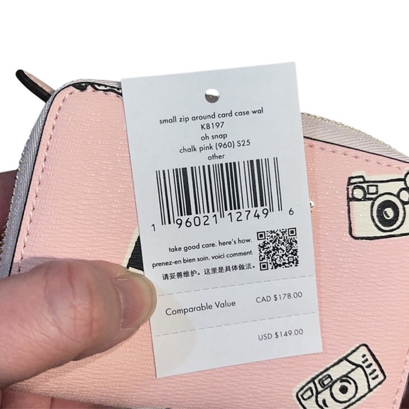 NWT! kate spade oh snap! small zip around card case wallet - chalk pink - Picture 9 of 15